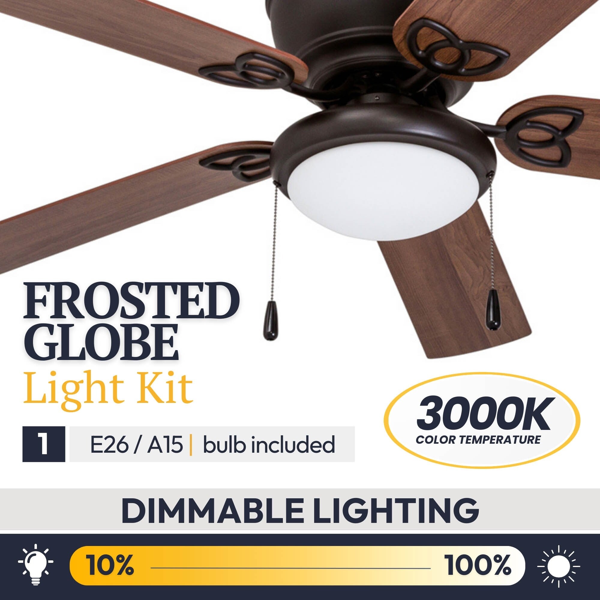 Ventilateur de plafond LED d'intérieur traditionnel Prominence Home Benton avec lumière et chaînes de traction