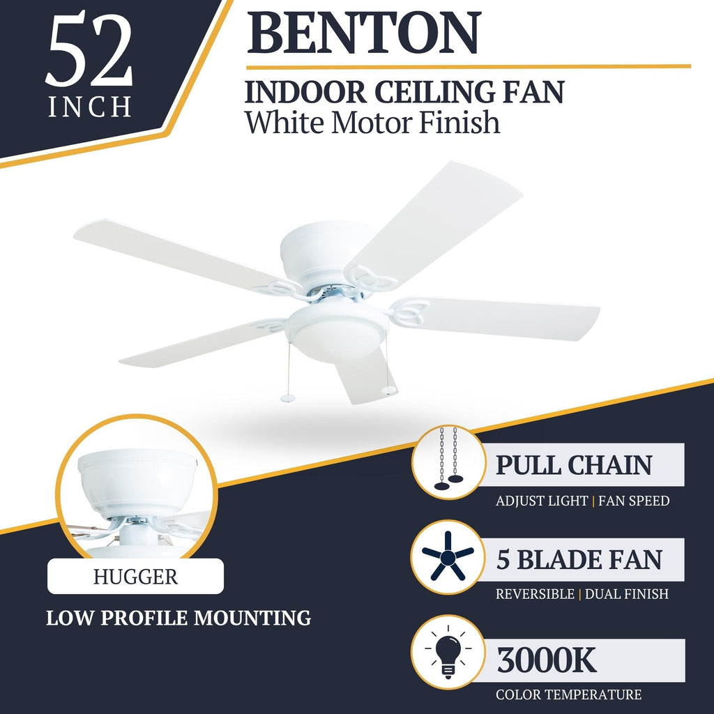 Ventilateur de plafond LED d'intérieur traditionnel Prominence Home Benton avec lumière et chaînes de traction