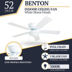 Ventilateur de plafond LED d'intérieur traditionnel Prominence Home Benton avec lumière et chaînes de traction