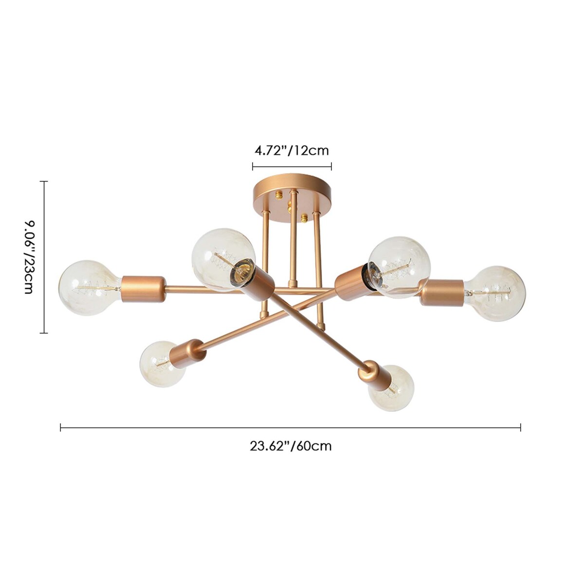 Plafonnier semi-encastré moderne en métal Sputnik de 60 cm (23,62 po)