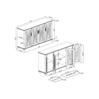 Buffet d'appoint de cuisine en bois de style vintage de 63 po de largeur