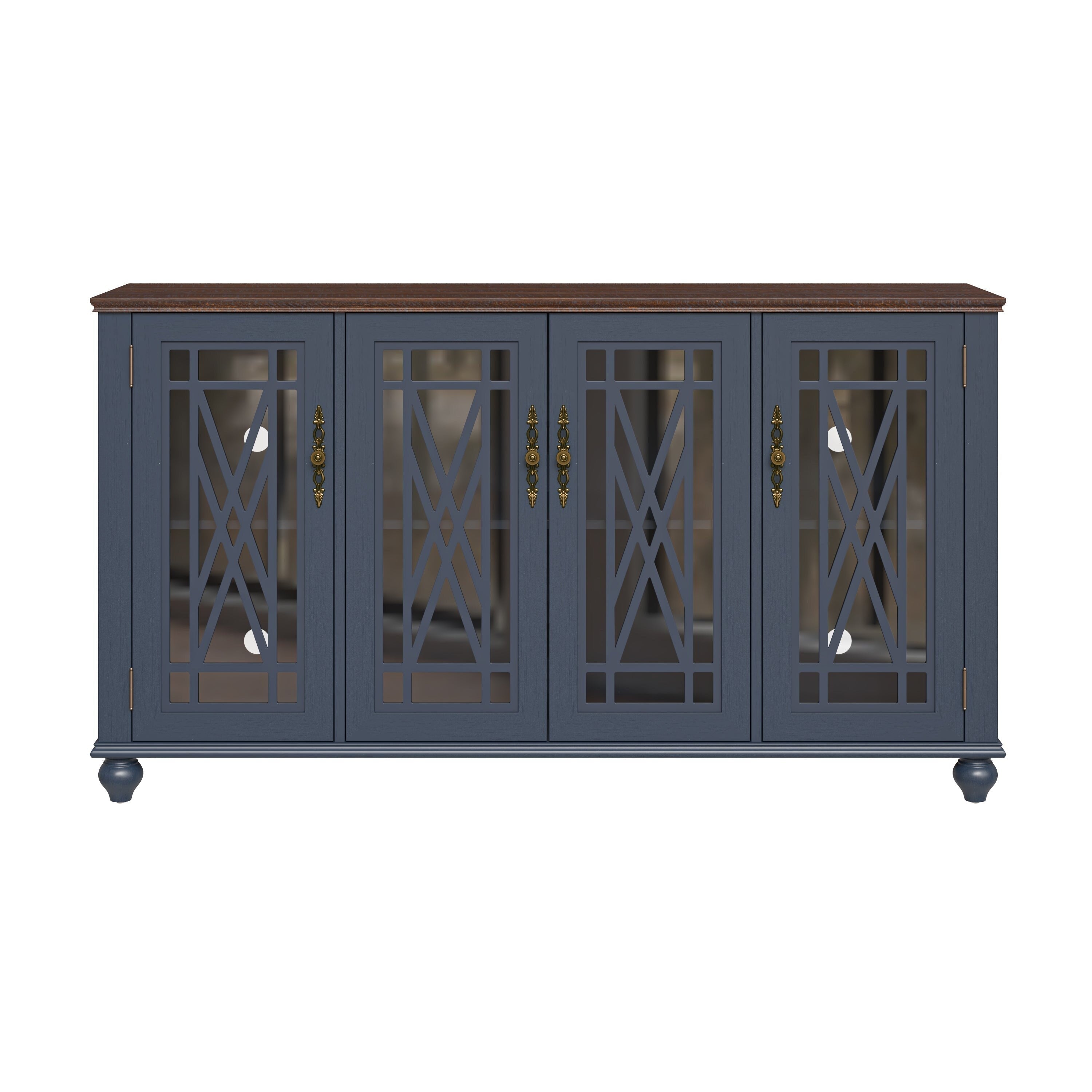 Buffet d'appoint de cuisine en bois de style vintage de 63 po de largeur