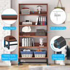 Bibliothèque et étagère de 70,8 pouces de hauteur, grande bibliothèque à 5 niveaux - 11,81 P x 31,5 L x 70,87 H