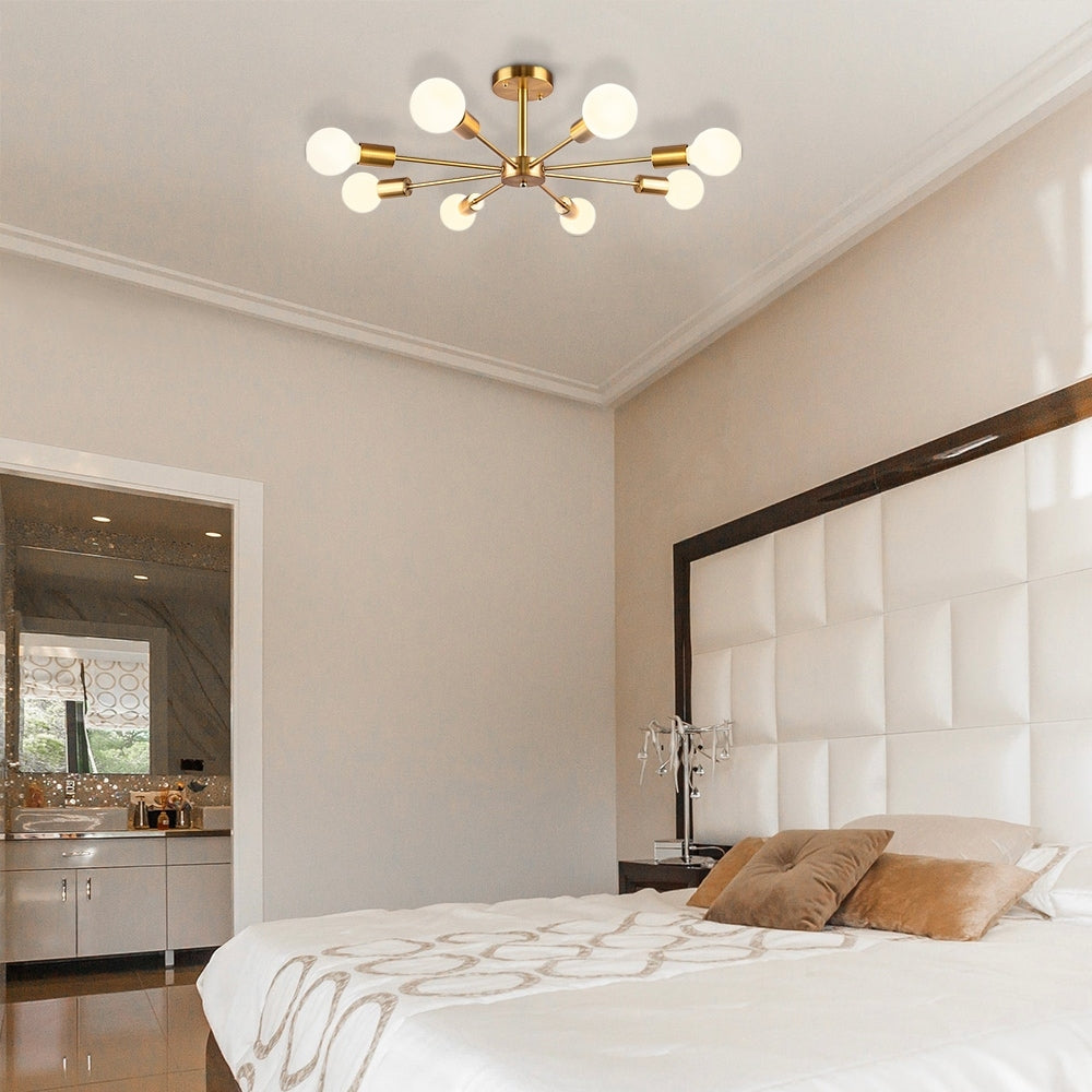 Plafonnier semi-encastré Spoutnik noir/doré pour salon, cuisine, bureau, chambre à coucher, hall d'entrée