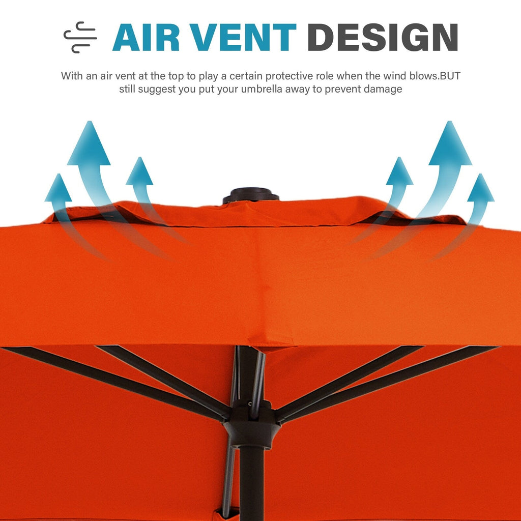 Parasol de marché rectangulaire de 8 x 10 pieds avec manivelle et inclinaison, résistant aux UV