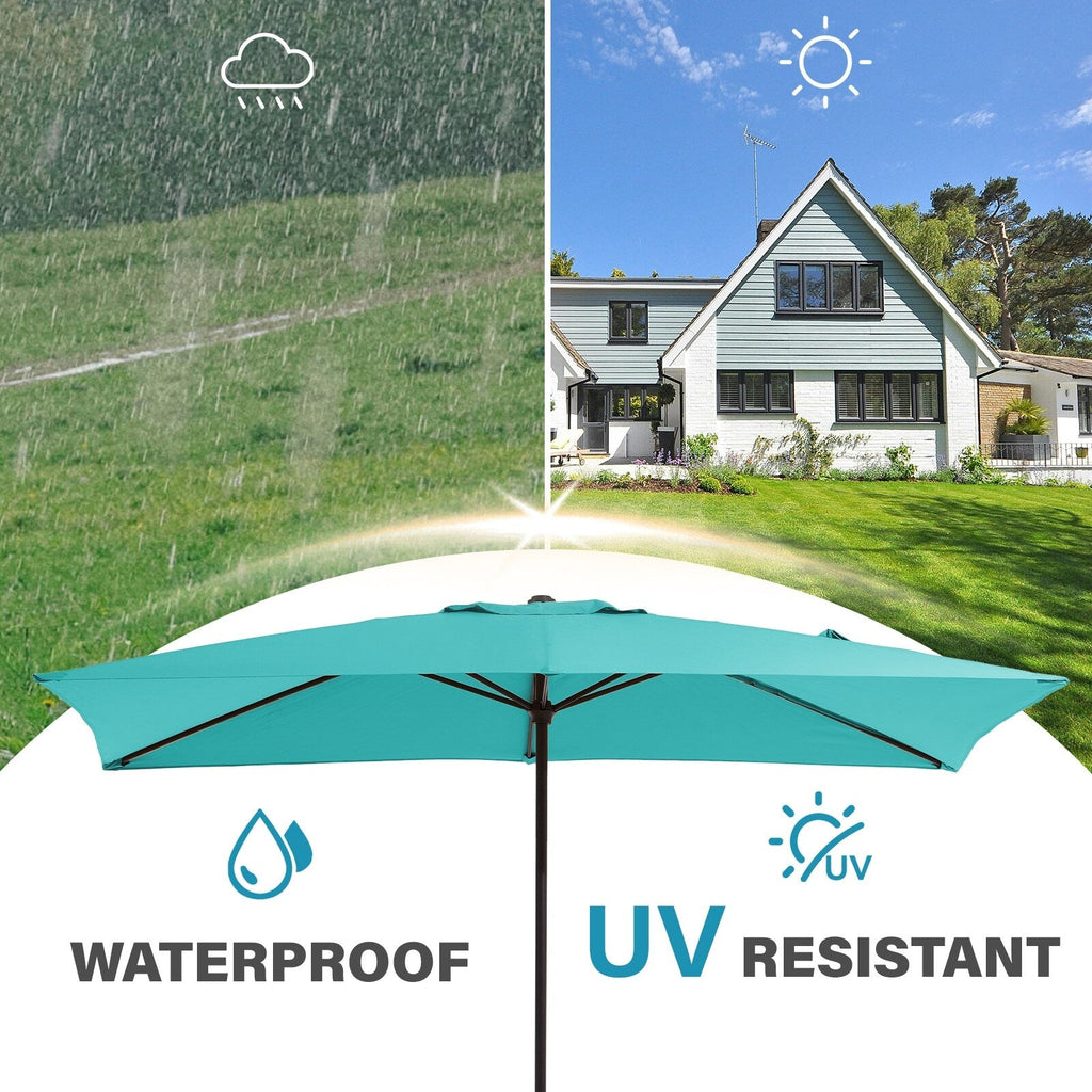 Parasol de marché rectangulaire de 8 x 10 pieds avec manivelle et inclinaison, résistant aux UV