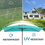 Parasol de marché rectangulaire de 8 x 10 pieds avec manivelle et inclinaison, résistant aux UV