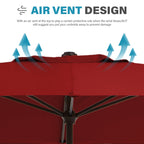 Parasol de marché rectangulaire de 8 x 10 pieds avec manivelle et inclinaison, résistant aux UV