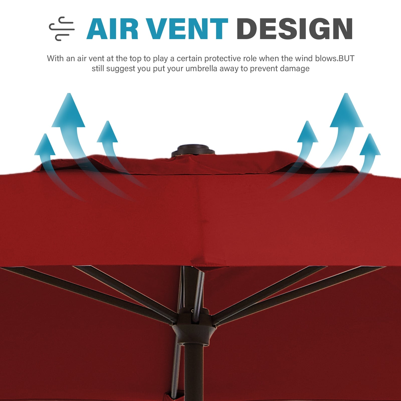 Parasol de marché rectangulaire de 8 x 10 pieds avec manivelle et inclinaison, résistant aux UV