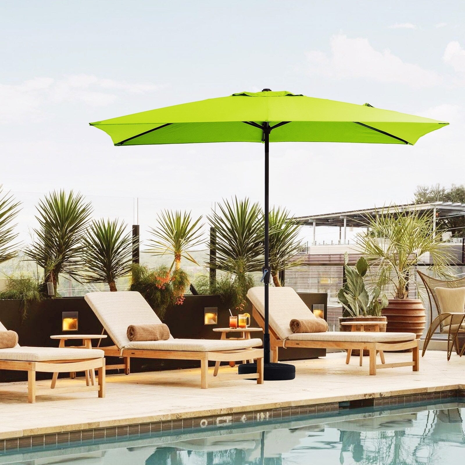 Parasol de marché rectangulaire de 8 x 10 pieds avec manivelle et inclinaison, résistant aux UV