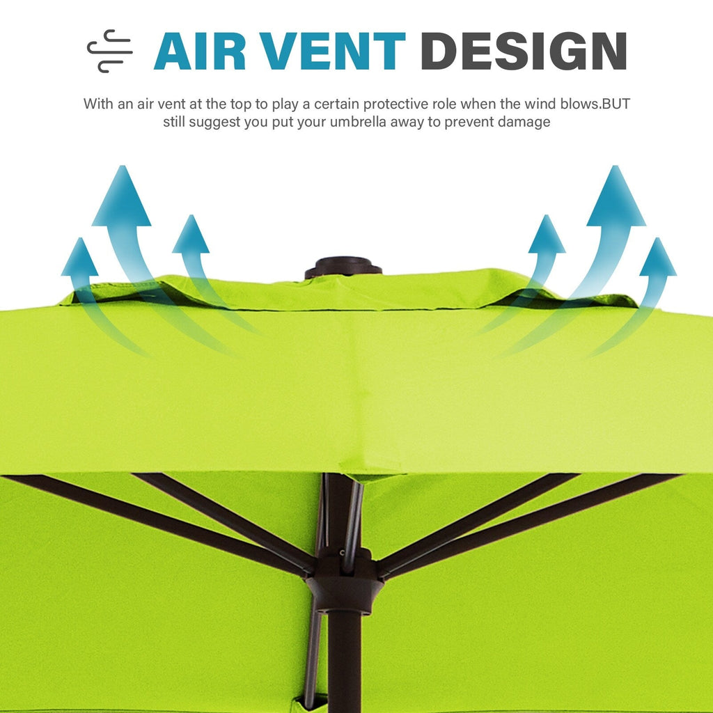 Parasol de marché rectangulaire de 8 x 10 pieds avec manivelle et inclinaison, résistant aux UV