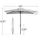 Parasol de marché rectangulaire de 8 x 10 pieds avec manivelle et inclinaison, résistant aux UV