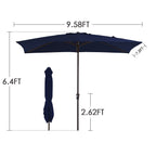 Parasol de marché rectangulaire de 8 x 10 pieds avec manivelle et inclinaison, résistant aux UV