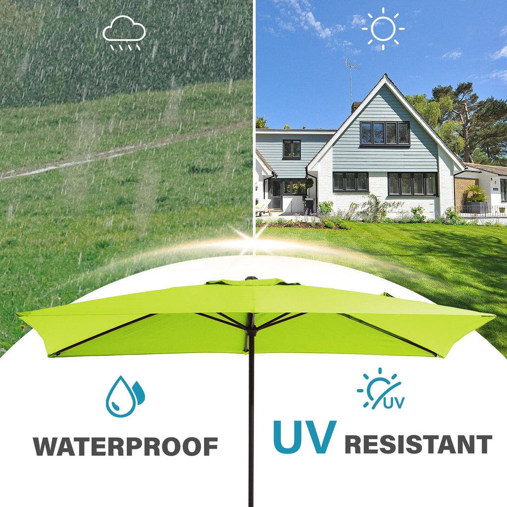 Parasol de marché rectangulaire de 8 x 10 pieds avec manivelle et inclinaison, résistant aux UV