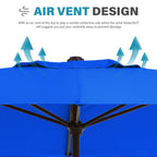 Parasol de marché rectangulaire de 8 x 10 pieds avec manivelle et inclinaison, résistant aux UV