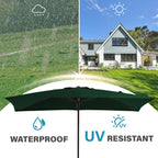 Parasol de marché rectangulaire de 8 x 10 pieds avec manivelle et inclinaison, résistant aux UV