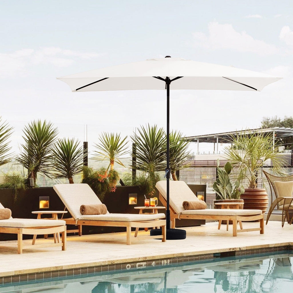 Parasol de marché rectangulaire de 8 x 10 pieds avec manivelle et inclinaison, résistant aux UV