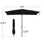 Parasol de marché rectangulaire de 8 x 10 pieds avec manivelle et inclinaison, résistant aux UV
