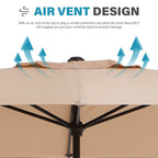 Parasol de marché rectangulaire de 8 x 10 pieds avec manivelle et inclinaison, résistant aux UV