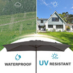 Parasol de marché rectangulaire de 8 x 10 pieds avec manivelle et inclinaison, résistant aux UV