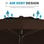 Parasol de marché rectangulaire de 8 x 10 pieds avec manivelle et inclinaison, résistant aux UV