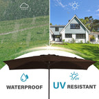 Parasol de marché rectangulaire de 8 x 10 pieds avec manivelle et inclinaison, résistant aux UV