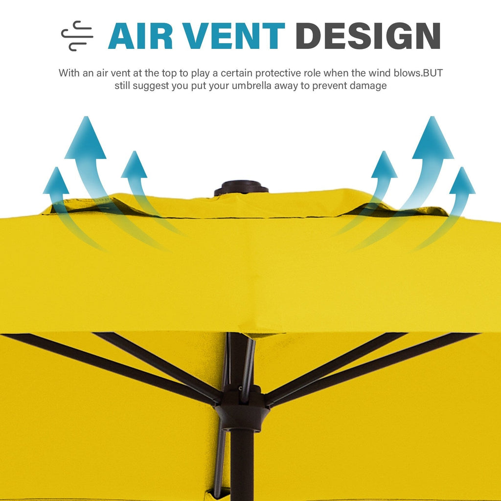 Parasol de marché rectangulaire de 8 x 10 pieds avec manivelle et inclinaison, résistant aux UV