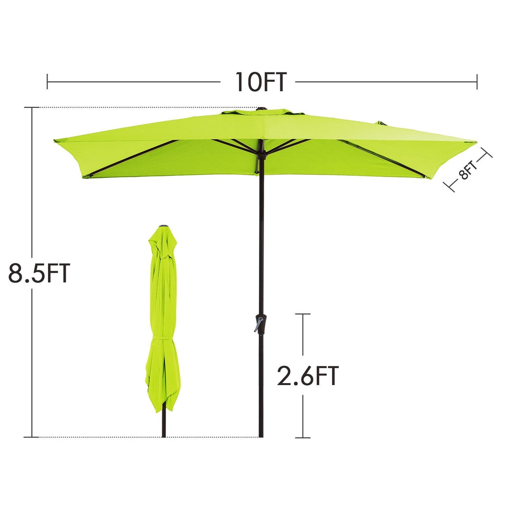 Parasol de marché rectangulaire de 8 x 10 pieds avec manivelle et inclinaison, résistant aux UV