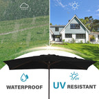 Parasol de marché rectangulaire de 8 x 10 pieds avec manivelle et inclinaison, résistant aux UV
