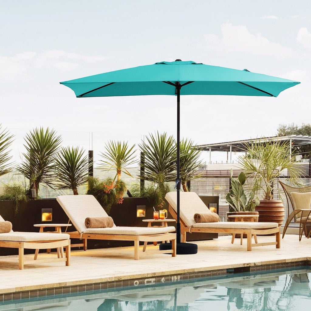 Parasol de marché rectangulaire de 8 x 10 pieds avec manivelle et inclinaison, résistant aux UV