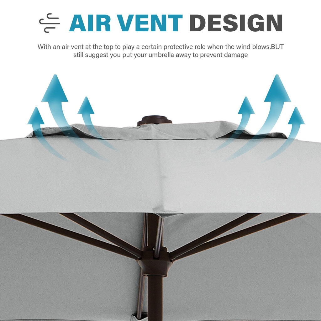 Parasol de marché rectangulaire de 8 x 10 pieds avec manivelle et inclinaison, résistant aux UV