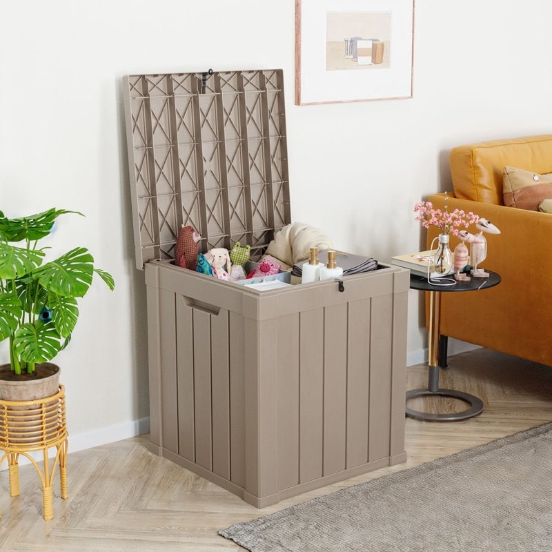 Coffre de rangement extérieur verrouillable en résine pour terrasse