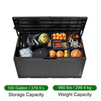 Coffre de rangement extérieur verrouillable en résine pour terrasse