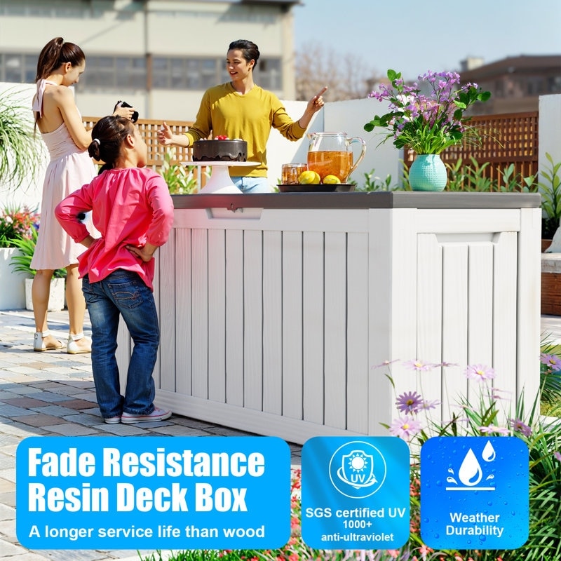 Coffre de rangement extérieur verrouillable en résine pour terrasse