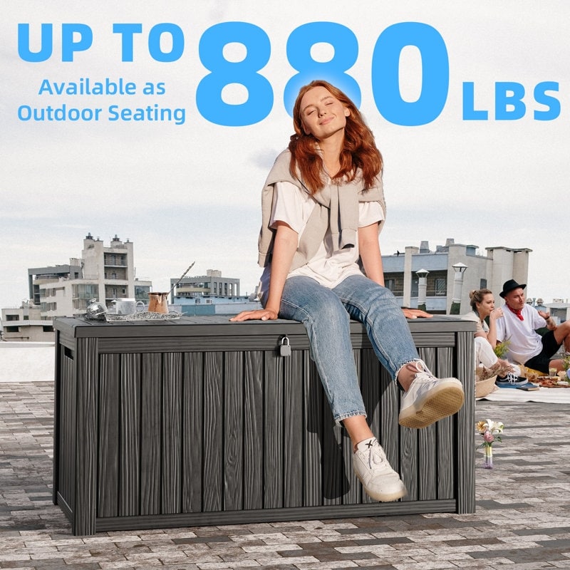 Coffre de rangement extérieur verrouillable en résine pour terrasse