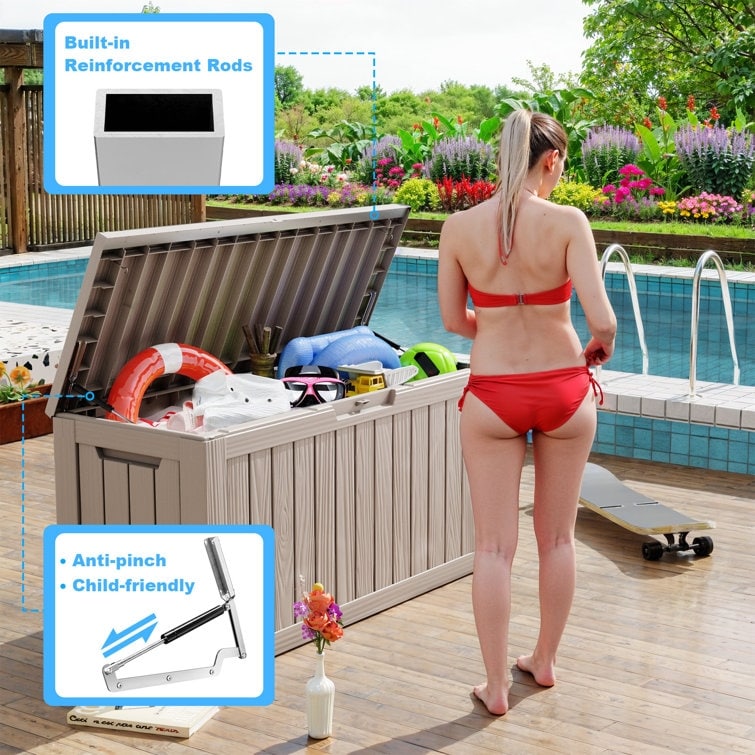 Coffre de rangement extérieur verrouillable en résine pour terrasse