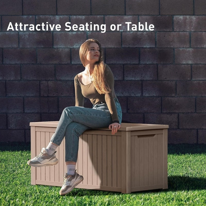 Coffre de rangement extérieur verrouillable en résine pour terrasse