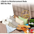 Coffre de rangement extérieur verrouillable en résine pour terrasse