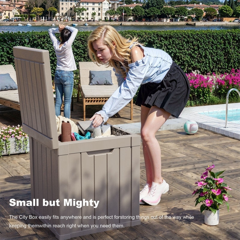 Coffre de rangement extérieur verrouillable en résine pour terrasse