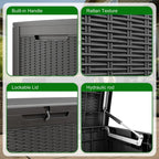 Coffre de rangement extérieur verrouillable en résine pour terrasse