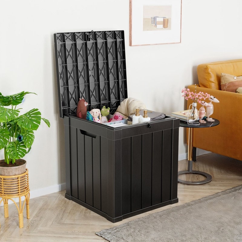 Coffre de rangement extérieur verrouillable en résine pour terrasse