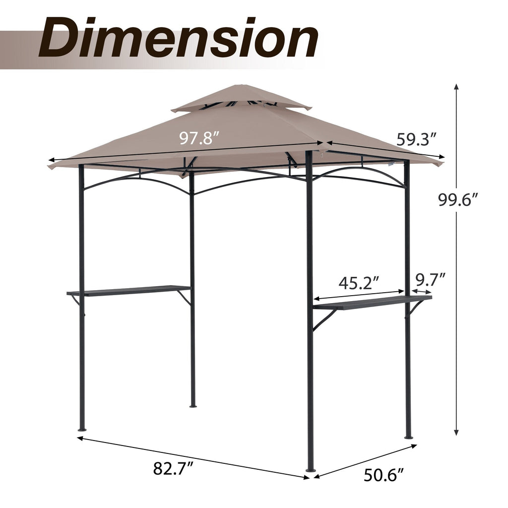 Gazebo d'extérieur étanche à la pluie de 8 pi x 5 pi avec conception ventilée à double couche