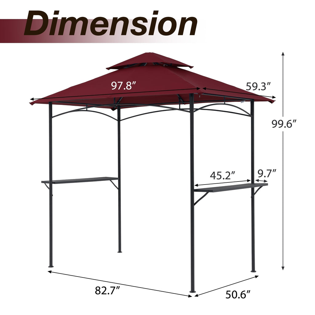 Gazebo d'extérieur étanche à la pluie de 8 pi x 5 pi avec conception ventilée à double couche