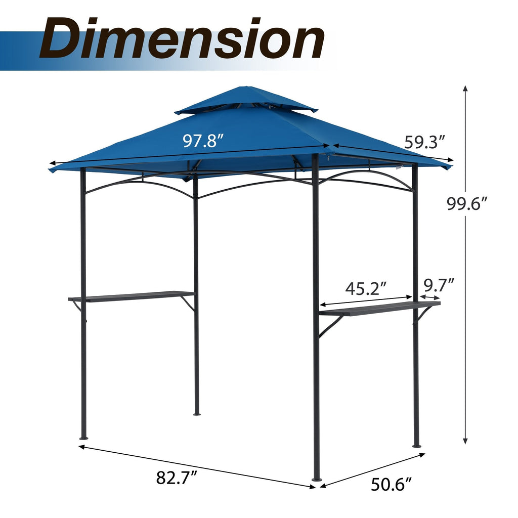 Gazebo d'extérieur étanche à la pluie de 8 pi x 5 pi avec conception ventilée à double couche