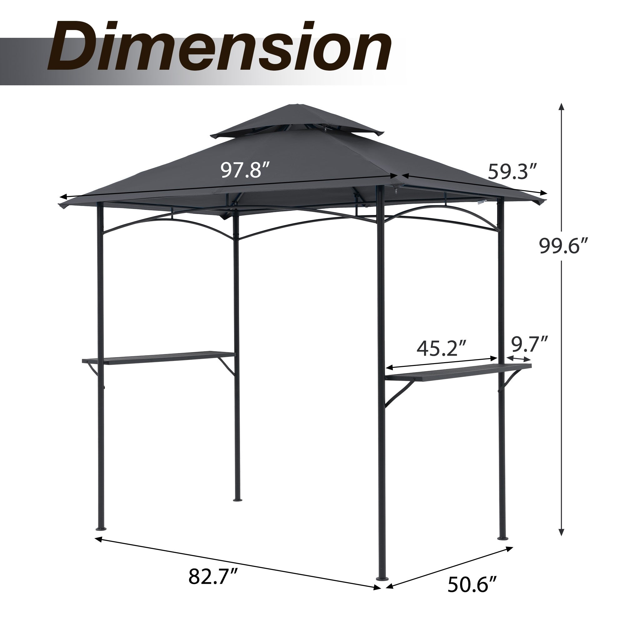 Gazebo d'extérieur étanche à la pluie de 8 pi x 5 pi avec conception ventilée à double couche