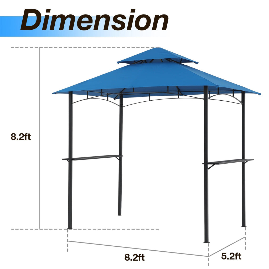 Gazebo d'extérieur étanche à la pluie de 8 pi x 5 pi avec conception ventilée à double couche