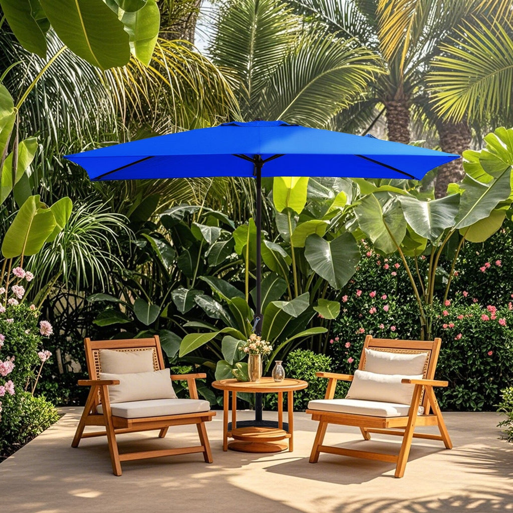 Parasol de marché rectangulaire de 8 x 10 pieds avec manivelle et inclinaison, résistant aux UV