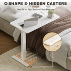 FunniHomi 28/32 Table de lit mobile à hauteur réglable avec roulettes, blanc/noir, pour ordinateur portable, pour lit et canapé