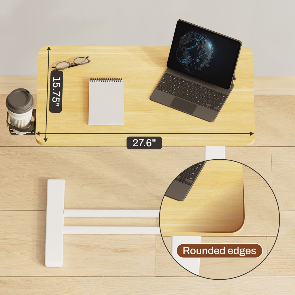 FunniHomi 28/32 Table de lit mobile à hauteur réglable avec roulettes, blanc/noir, pour ordinateur portable, pour lit et canapé