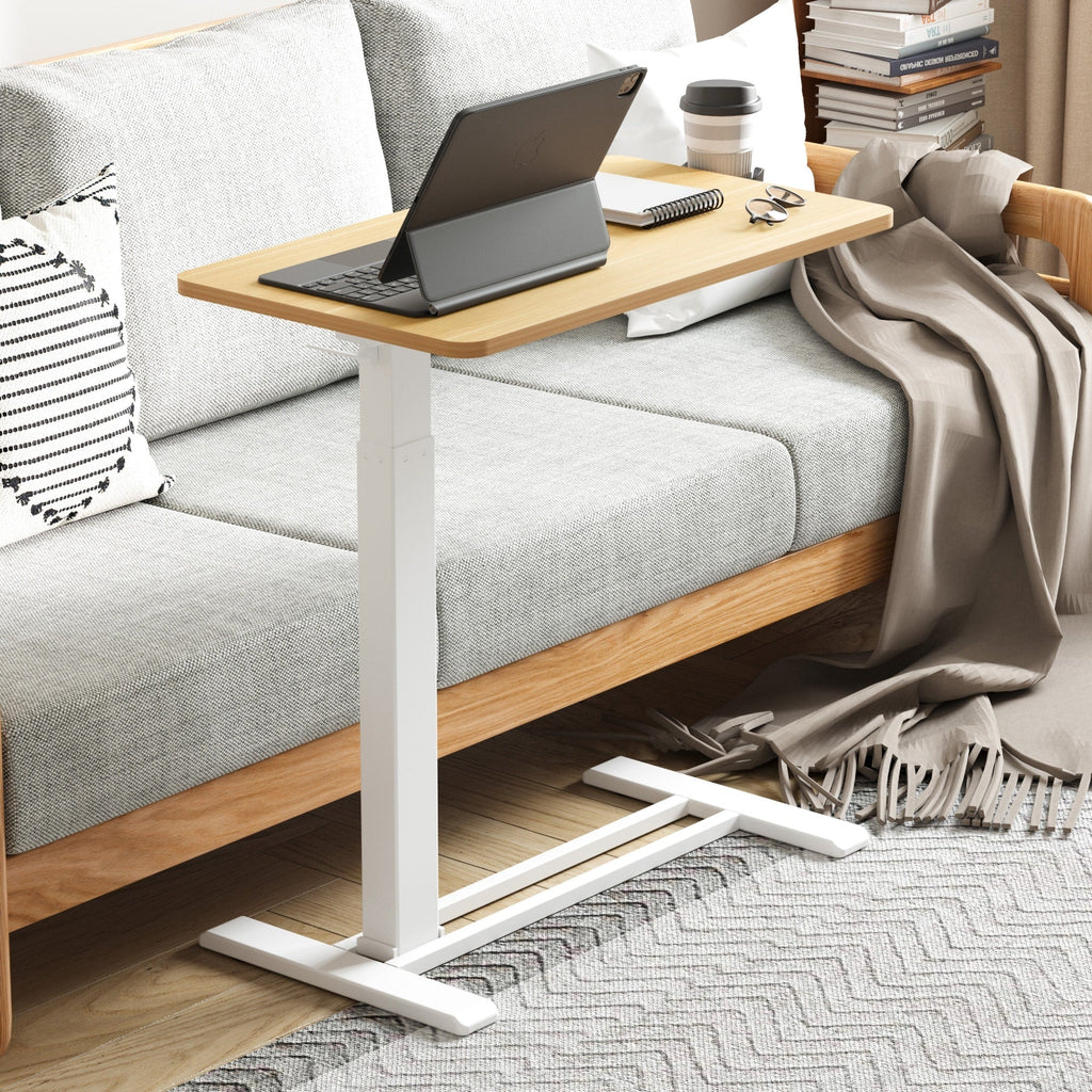 FunniHomi 28/32 Table de lit mobile à hauteur réglable avec roulettes, blanc/noir, pour ordinateur portable, pour lit et canapé